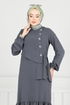 Önü Taşlı Tesettür Elbise 2680SL432-MS Antrasit - Thumbnail