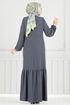 Önü Taşlı Tesettür Elbise 2680SL432-MS Antrasit - Thumbnail