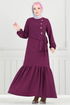 Önü Taşlı Tesettür Elbise 2680SL432-MS Mor - Thumbnail