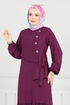 Önü Taşlı Tesettür Elbise 2680SL432-MS Mor - Thumbnail