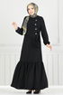 Önü Taşlı Tesettür Elbise 2680SL432-MS Siyah - Thumbnail