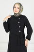 Önü Taşlı Tesettür Elbise 2680SL432-MS Siyah - Thumbnail