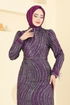 Otriş Detaylı Kalem Abiye 6539YG95-MS Mürdüm - Thumbnail