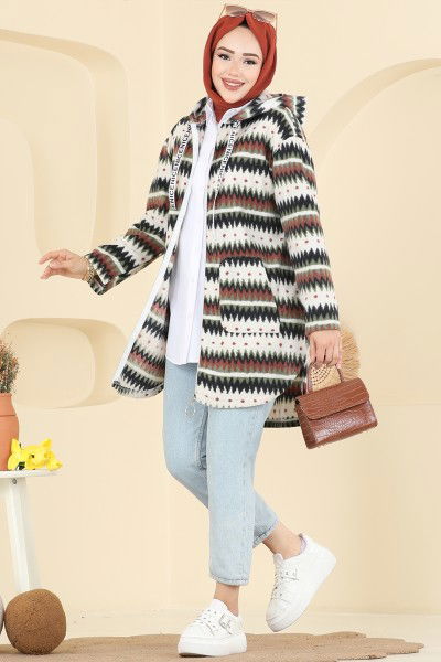 E.R.K. - Overcoat 2062ERK1158-MS Desen3 Khaki&Black