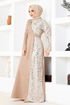 Paillette Détail Robe Beige ASM2516 - Thumbnail