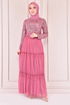 Pailletten Abendkleid Rose Kurusu KNC11506 - Thumbnail