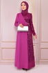 Pailletten Details Abendkleid Fuchsia ASM2516 - Thumbnail