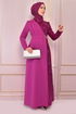 Pailletten Details Abendkleid Fuchsia ASM2516 - Thumbnail