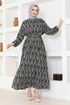 Patterned Dress HBS9583 Black - Thumbnail