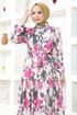 Patterned Dress MSL6092 Pink - Thumbnail