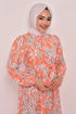 Patterned Dress Salmon EFL12202 - Thumbnail