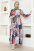 Patterned Dress ZNK4664 Indigo - Thumbnail