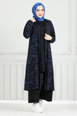 MRV B.G.S. - Patterned Triple Hijab Combine 4012BGS895-M Indigo & Black