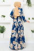 Patterned Viscose Dress 2351BGS895-M Oil - Thumbnail