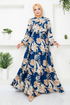 Patterned Viscose Dress 2351BGS895-M Oil - Thumbnail