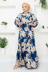 Patterned Viscose Dress 2351BGS895-M Oil - Thumbnail