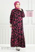Patterned Viscose Dress 820OZR1047-M Fuchsia - Thumbnail