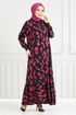 Patterned Viscose Dress 820OZR1047-M Fuchsia - Thumbnail
