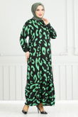 MRV O.Z.R. - Patterned Viscose Dress 820OZR1047-M Green