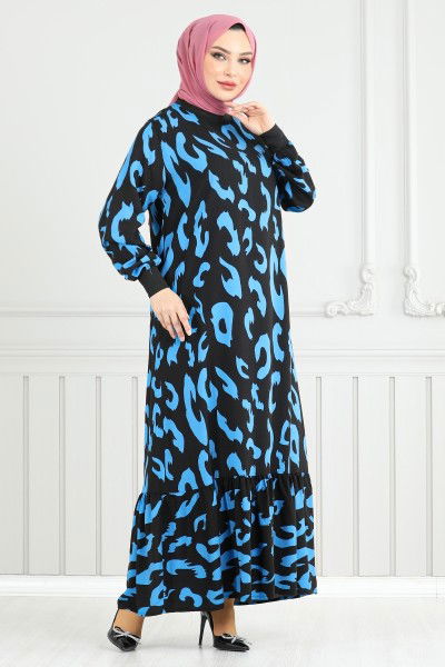 MRV O.Z.R. - Patterned Viscose Dress 820OZR1047-M Indigo