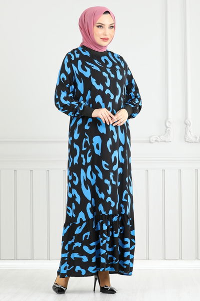 MRV O.Z.R. - Patterned Viscose Dress 820OZR1047-M Indigo - 352091