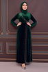 Pearl Detail Dress Emerald ASM2407 - Thumbnail