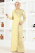 Pearl Detail Dress Yellow ASM2530 - Thumbnail