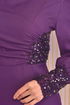 Pearl Detail Evening dress Dark Lilac ASM2553 - Thumbnail