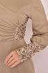 Pearl Detail Evening dress Mink ASM2553 - Thumbnail