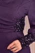 Pearl Detail Evening dress Purple ASM2553 - Thumbnail