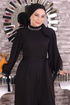 Pearl Detailed Jumpsuit Dress Black MIH19152 - Thumbnail