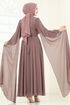 Pelerinli Şifon Abiye 7101AB368-MS Pudra Vizyon - Thumbnail