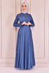 Perle Details Abendkleid Blau ASM2473 - Thumbnail