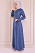 Perle Details Abendkleid Blau ASM2473 - Thumbnail