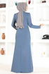 Perle Details Abendkleid Blau ASM2530 - Thumbnail