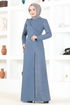 Perle Details Abendkleid Blau ASM2530 - Thumbnail