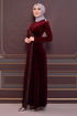 Perle Details Abendkleid Bordeaux ASM2407 - Thumbnail