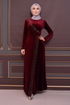 Perle Details Abendkleid Bordeaux ASM2407 - Thumbnail