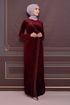 Perle Details Abendkleid Bordeaux ASM2407 - Thumbnail