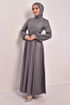 Perle Details Abendkleid Grau ASM2483 - Thumbnail