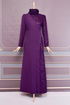 Perle Details Abendkleid Purpur ASM2530 - Thumbnail