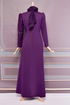 Perle Details Abendkleid Purpur ASM2530 - Thumbnail