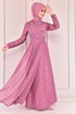 Perle Details Abendkleid Rose Kurusu ASM2473 - Thumbnail