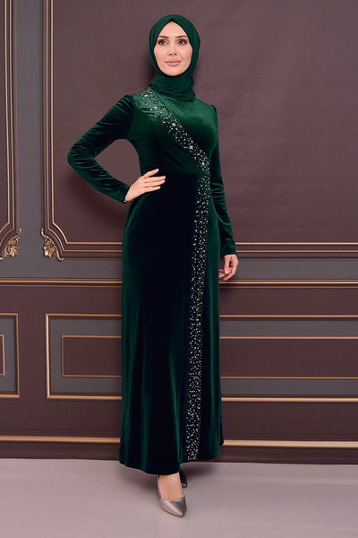 ASM - Perle Details Abendkleid Smaragde ASM2407