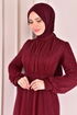 Perle Details Silbrig Abendkleid Bordeaux ASM2475 - Thumbnail