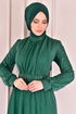 Perle Details Silbrig Abendkleid Smaragde ASM2475 - Thumbnail