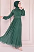 Perle Details Silbrig Abendkleid Smaragde ASM2475 - Thumbnail