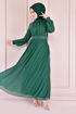 Perle Details Silbrig Abendkleid Smaragde ASM2475 - Thumbnail