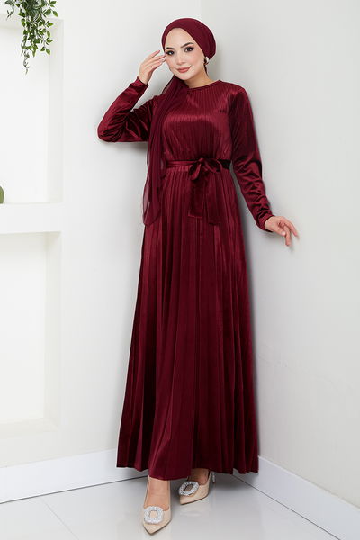 MRV E.F.Y. - Pile Detail Samt Kleid 2012EFY931-M Bordeaux