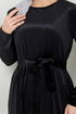 Pile Detailed Velvet Dress 2012EFY931-M Black - Thumbnail